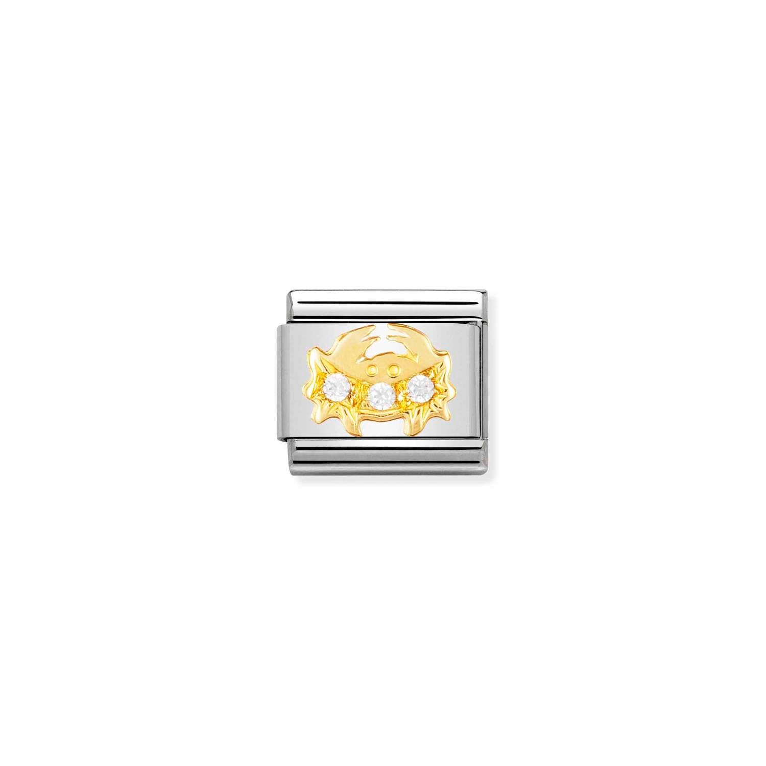 Nomination Classic Gold Zodiac and Cubic Zirconia Cancer Charm