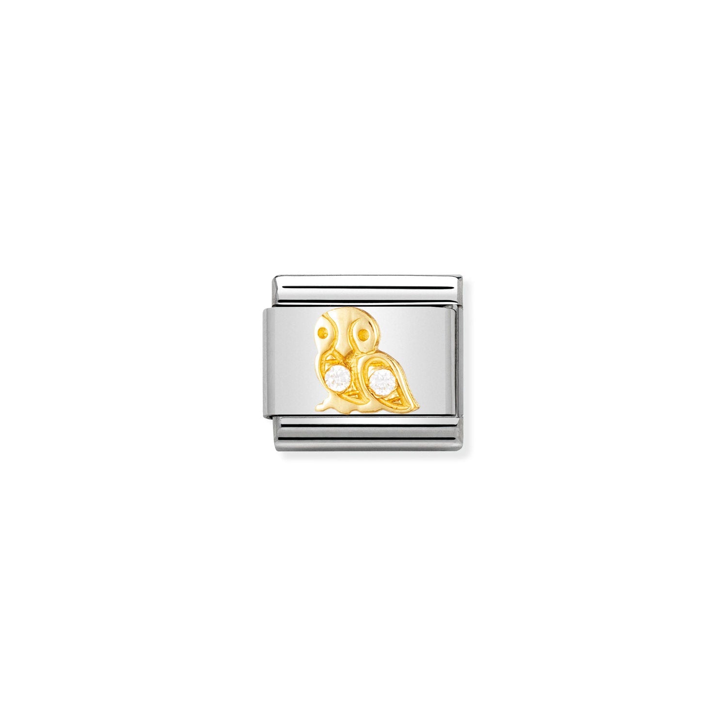 Nomination Classic Gold and Cubic zirconia White owl Charm