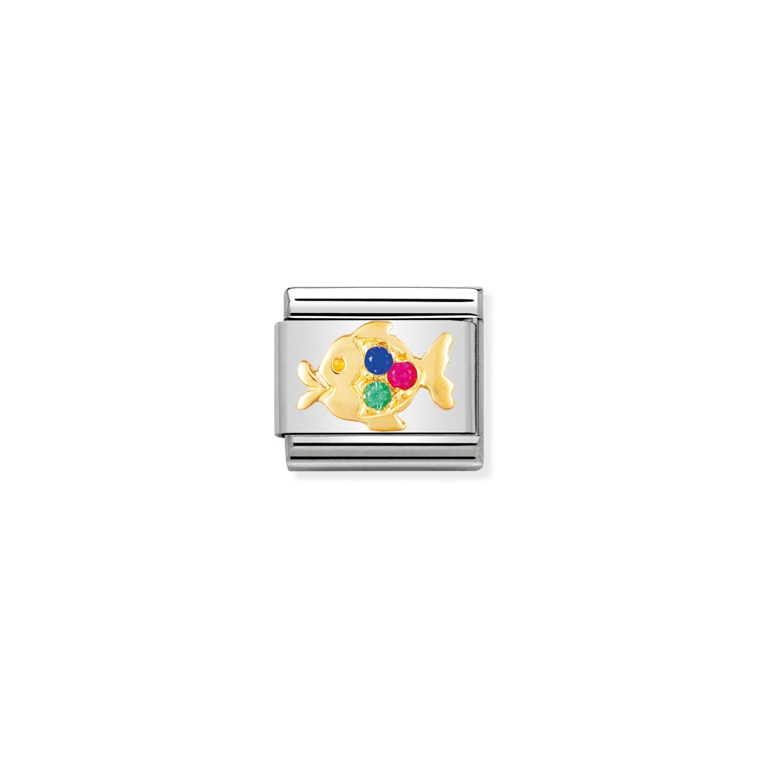 Nomination Classic Gold  and Cubic Zirconia Multi-coloured fish Charm
