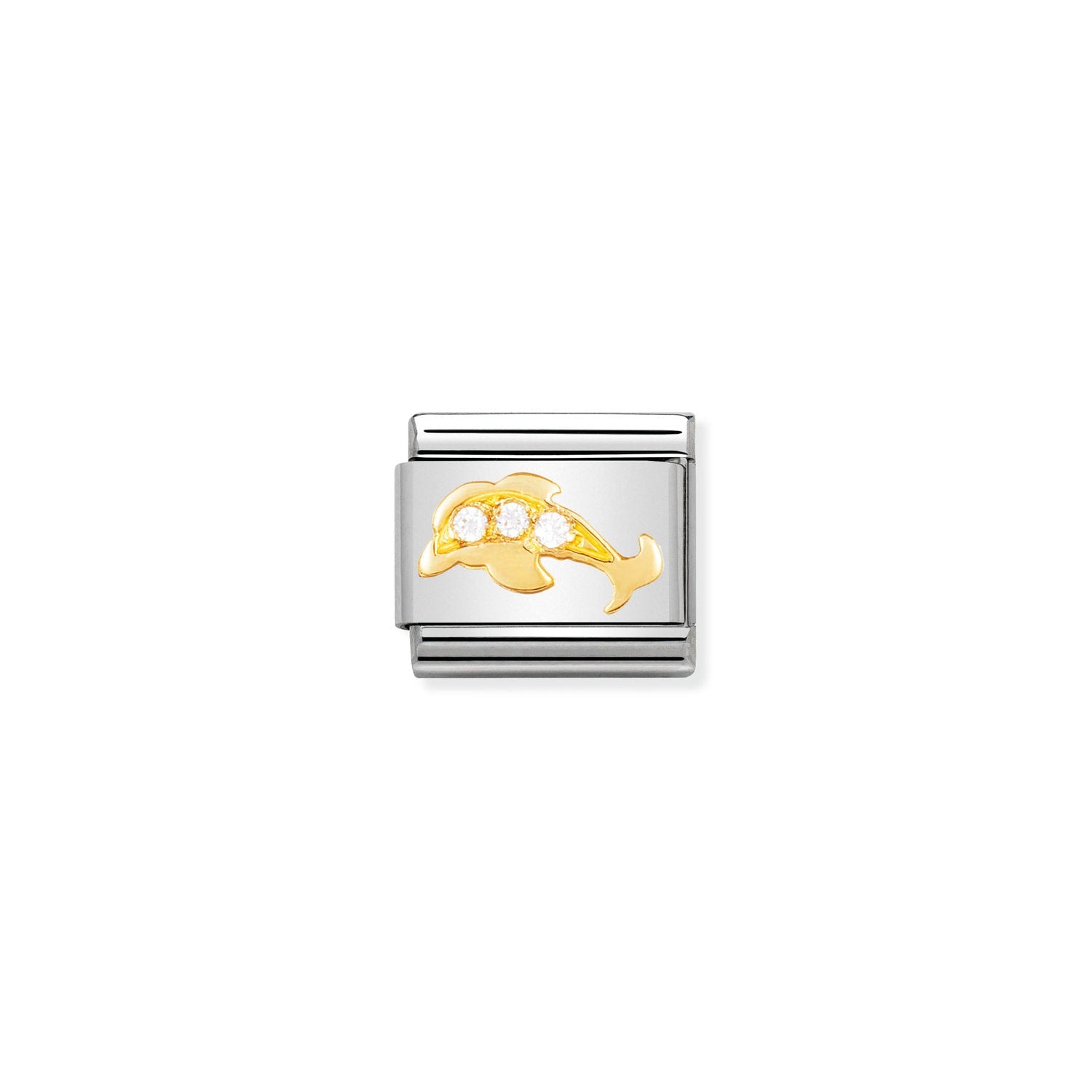 Nomination Classic Gold  and Cubic Zirconia White dolphin Charm