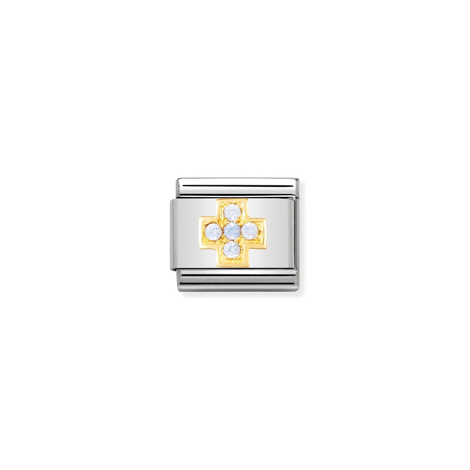 Nomination Classic Gold and Cubic Zirconia LIGHT BLUE Cross Charm