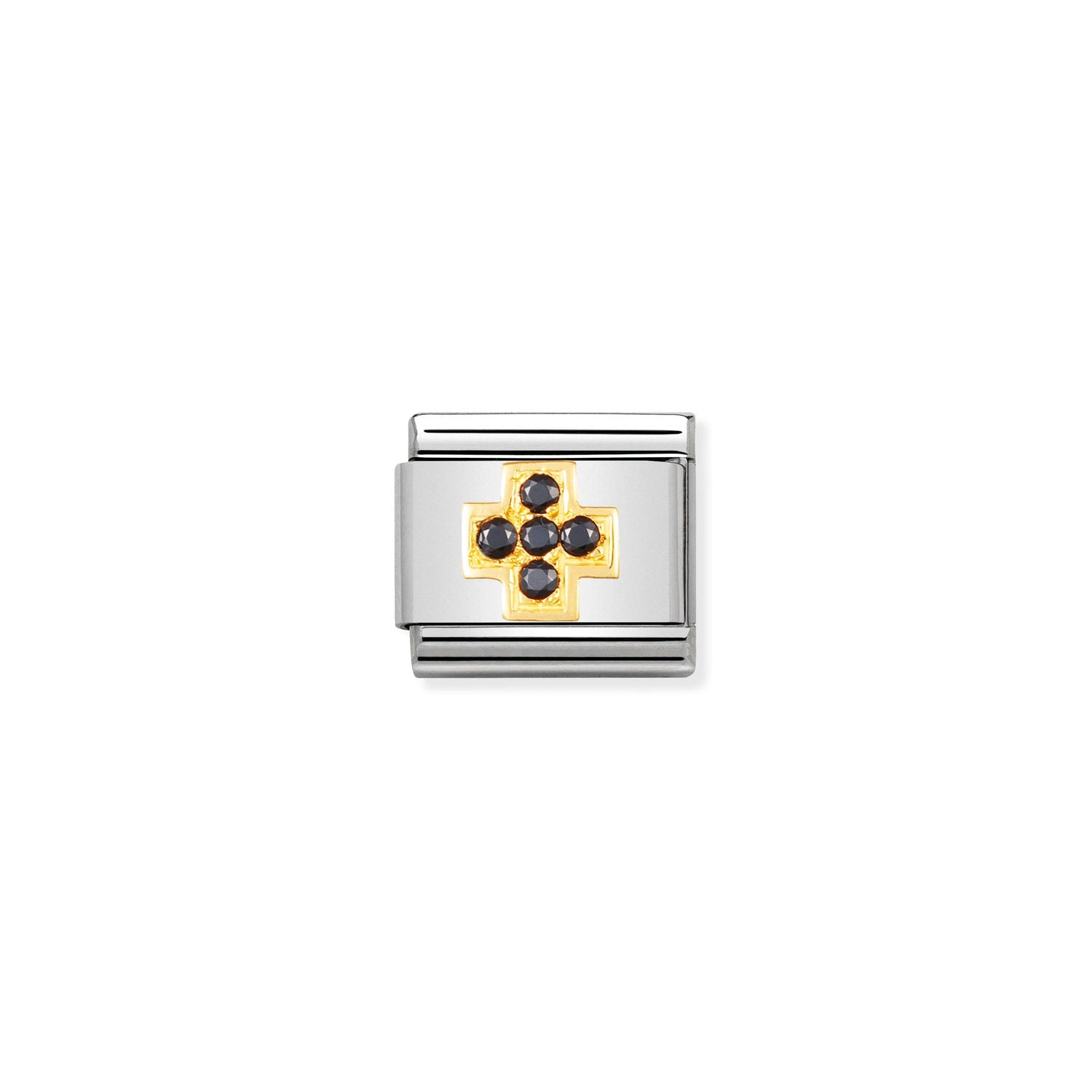 Nomination Classic Gold and Cubic Zirconia BLACK Cross Charm