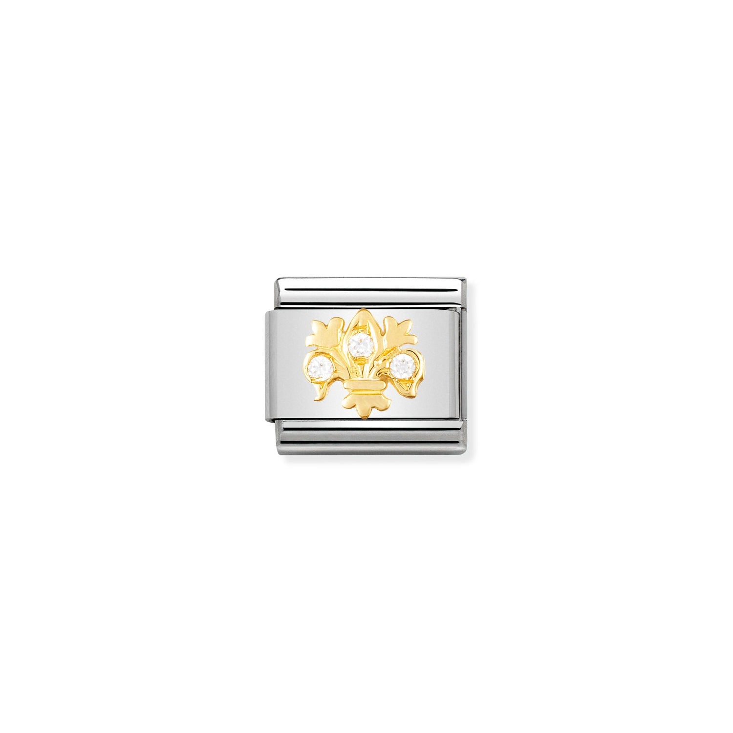 Nomination Classic Gold and Cubic Zirconia WHITE Lily Charm
