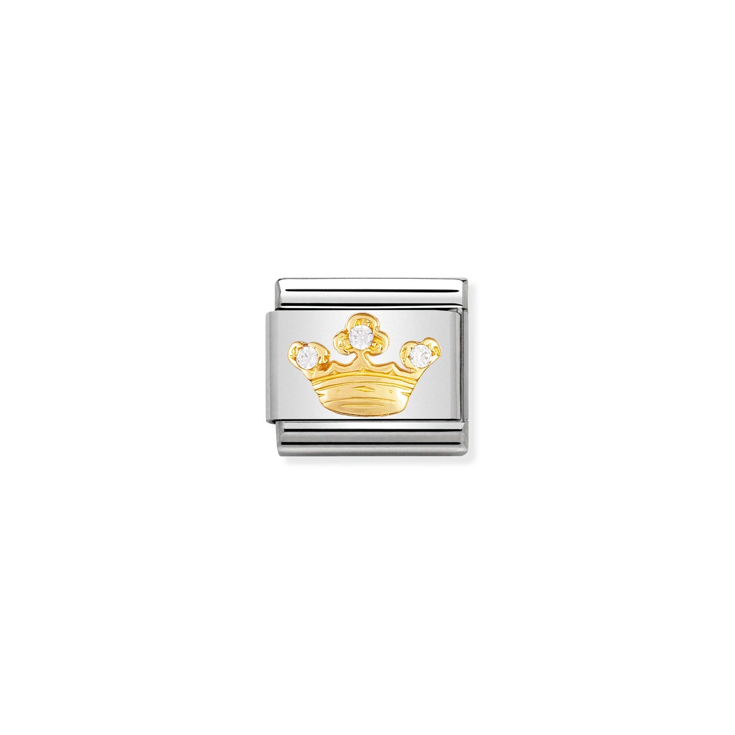 Nomination Classic Gold and Cubic Zirconia White Queen crown Charm