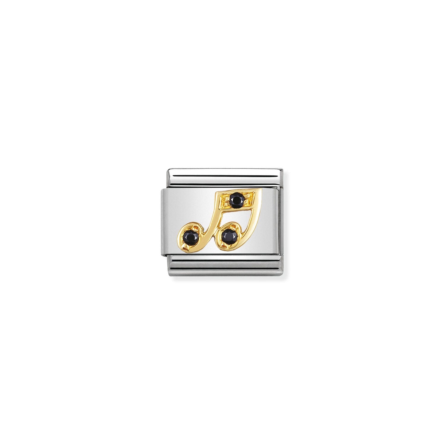 Nomination Classic Gold and Cubic Zirconia Black Musical note Charm