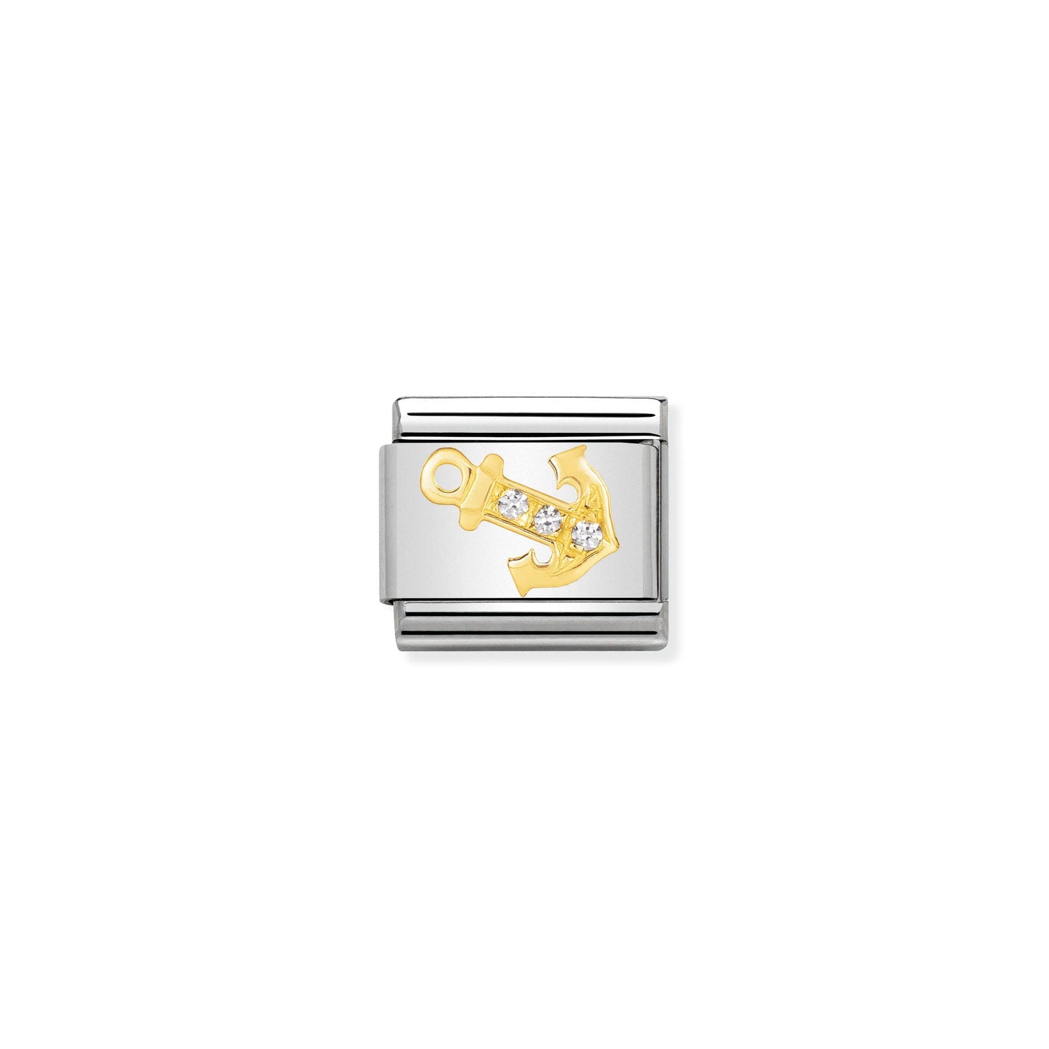 Nomination Classic Gold and Cubic Zirconia White anchor Charm