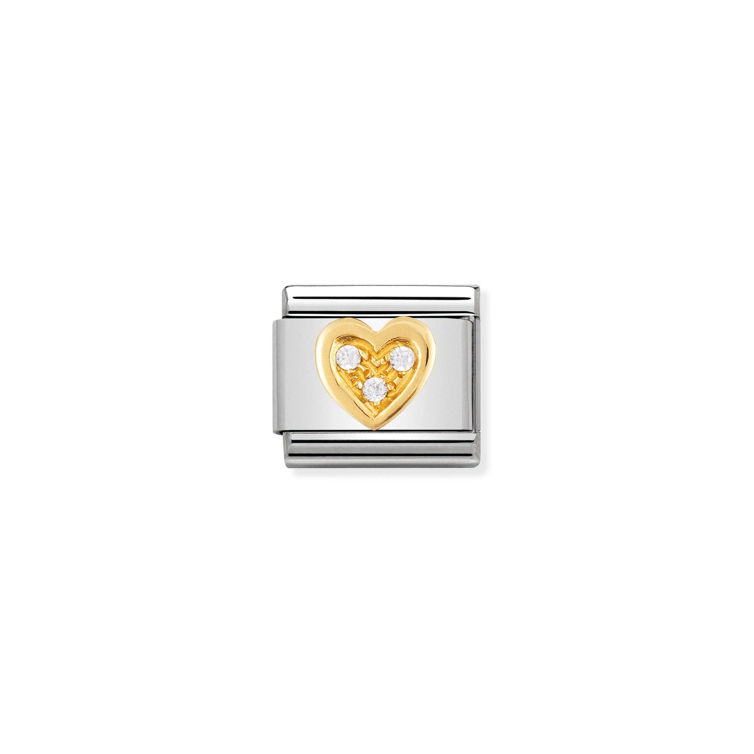 Nomination Classic Gold and Cubic Zirconia WHITE heart Charm