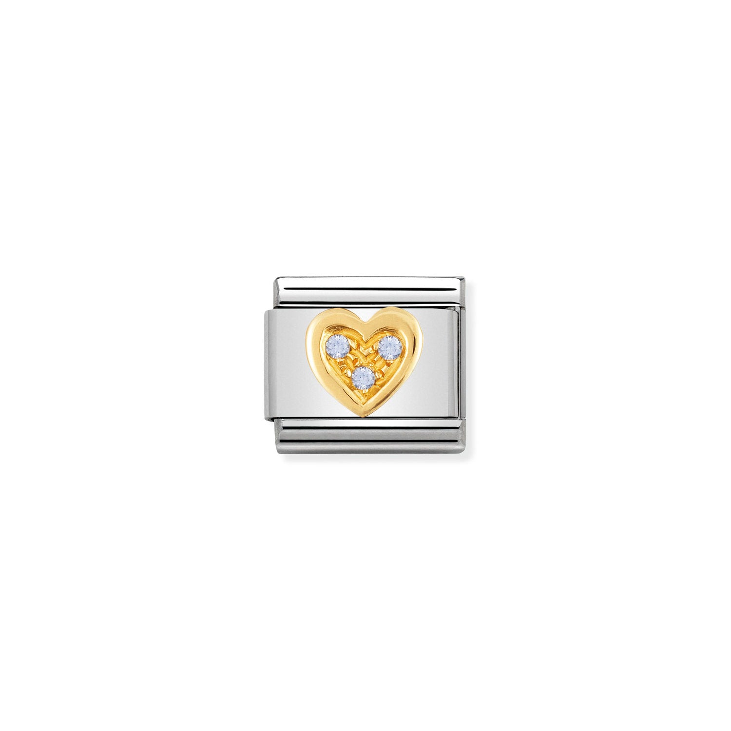 Nomination Classic Gold and Cubic Zirconia LIGHT BLUE heart Charm