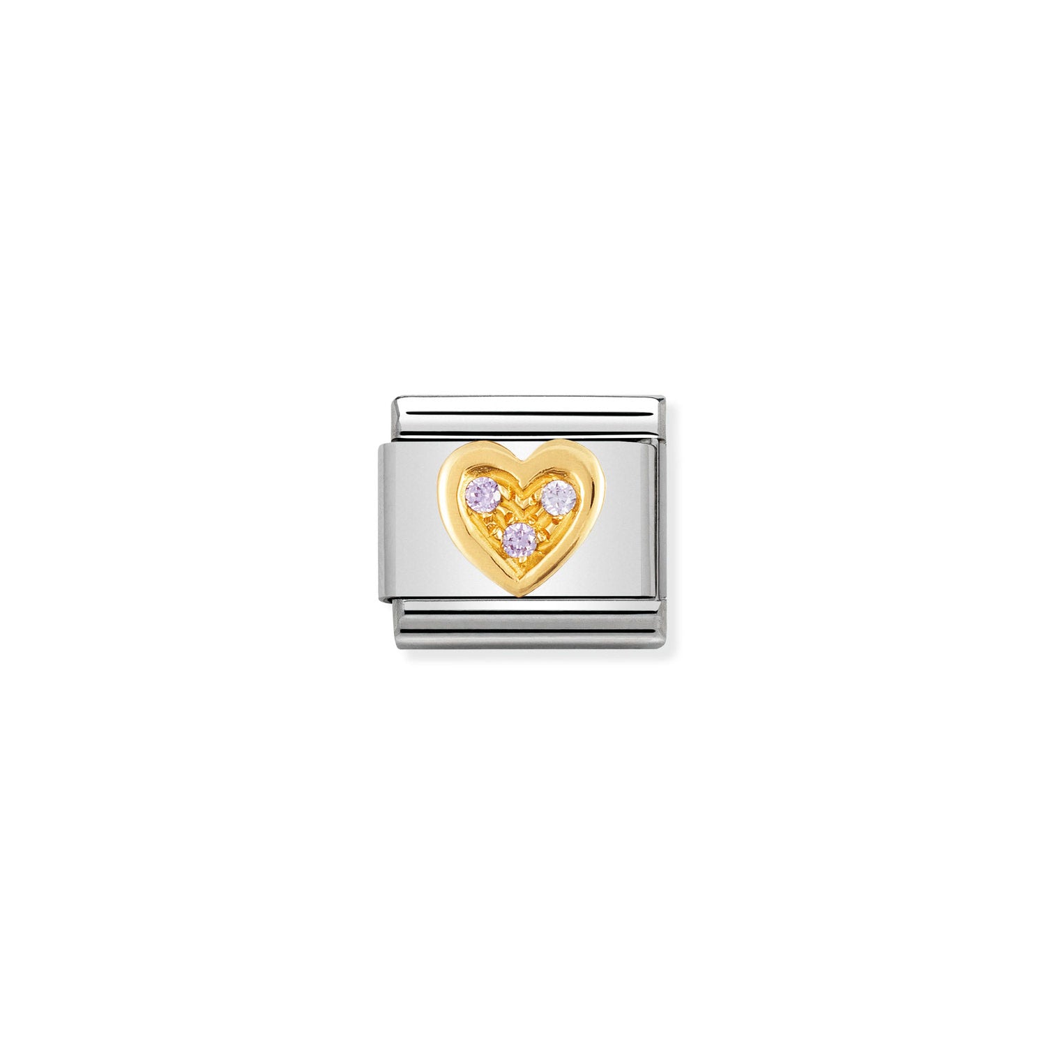 Nomination Classic Gold and Cubic Zirconia LILAC heart Charm