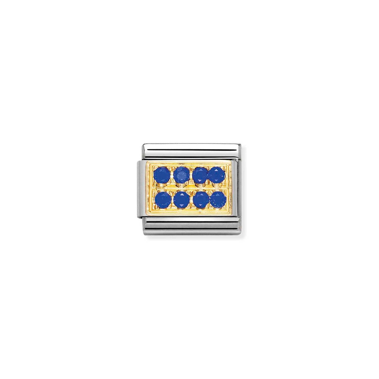 Nomination Classic Pave Gold and Cubic Zirconia BLUE Charm