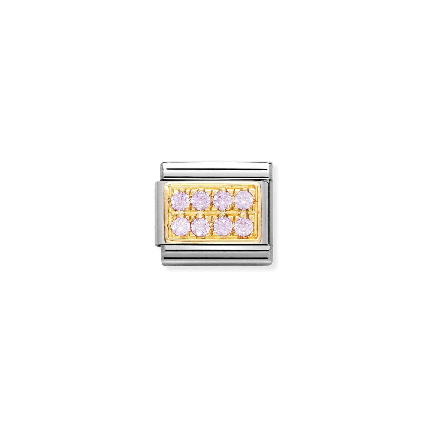 Nomination Classic Pave Gold and Cubic Zirconia Pink CZ Charm