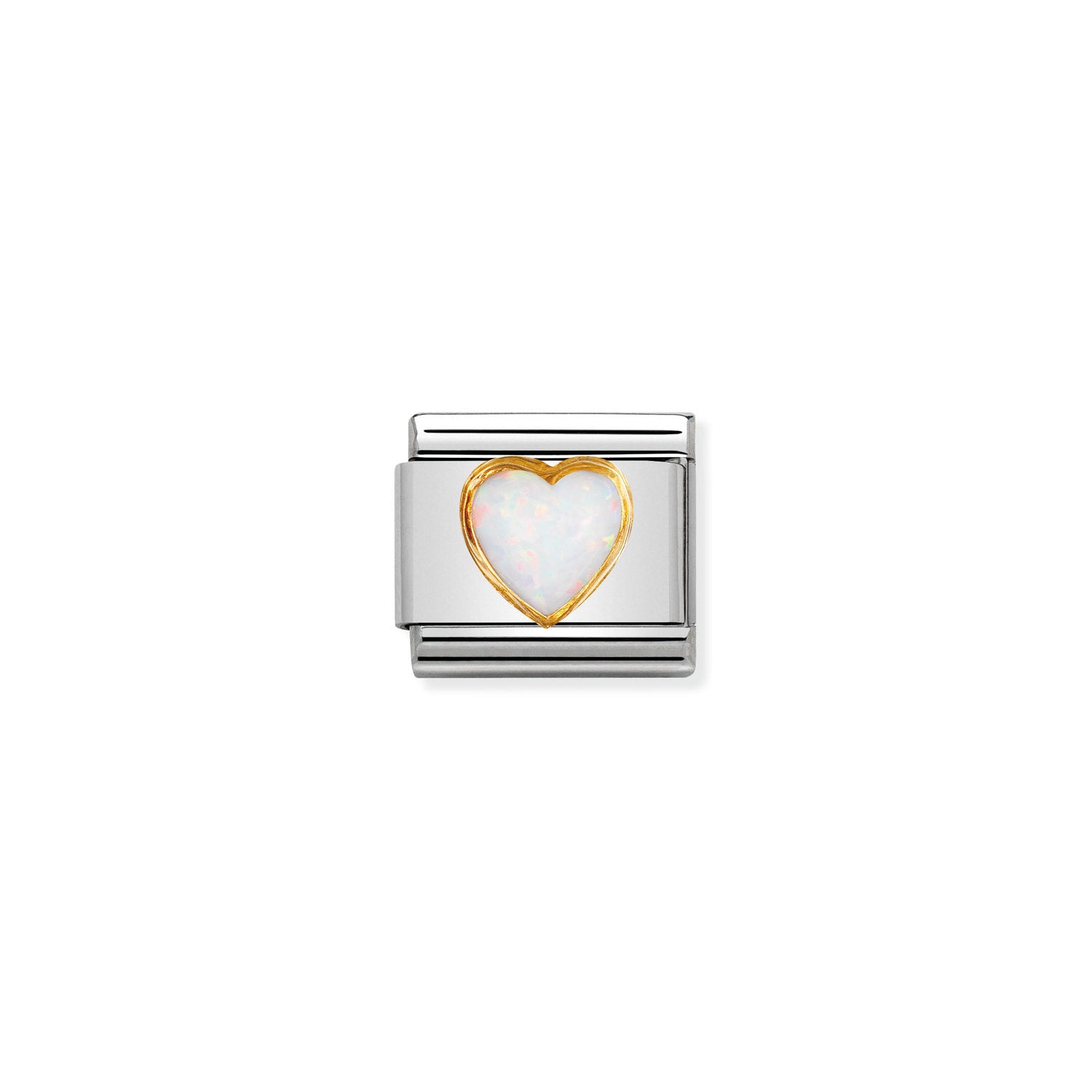 Nomination Classic STONES HEARTS Gold WHITE OPAL Charm