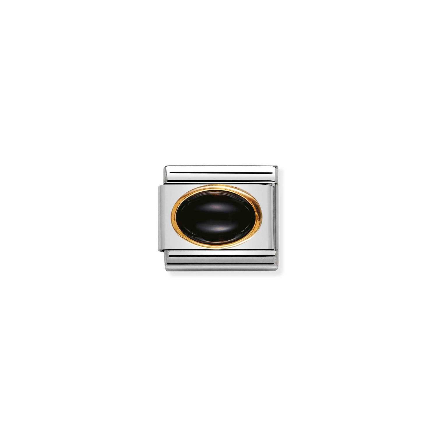 Nomination Classic oval hard stones Gold BLACK AGATE Charm