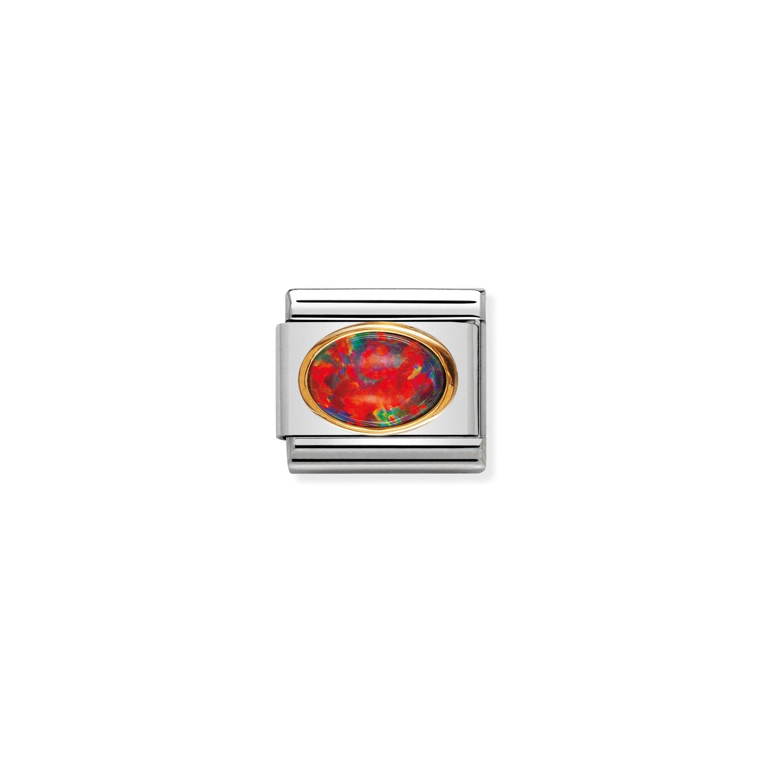 Nomination Classic oval hard stones Gold RED OPAL Charm