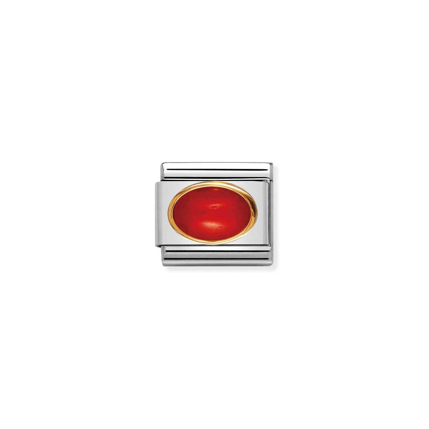 Nomination Classic oval hard stones Gold RED CORAL Charm