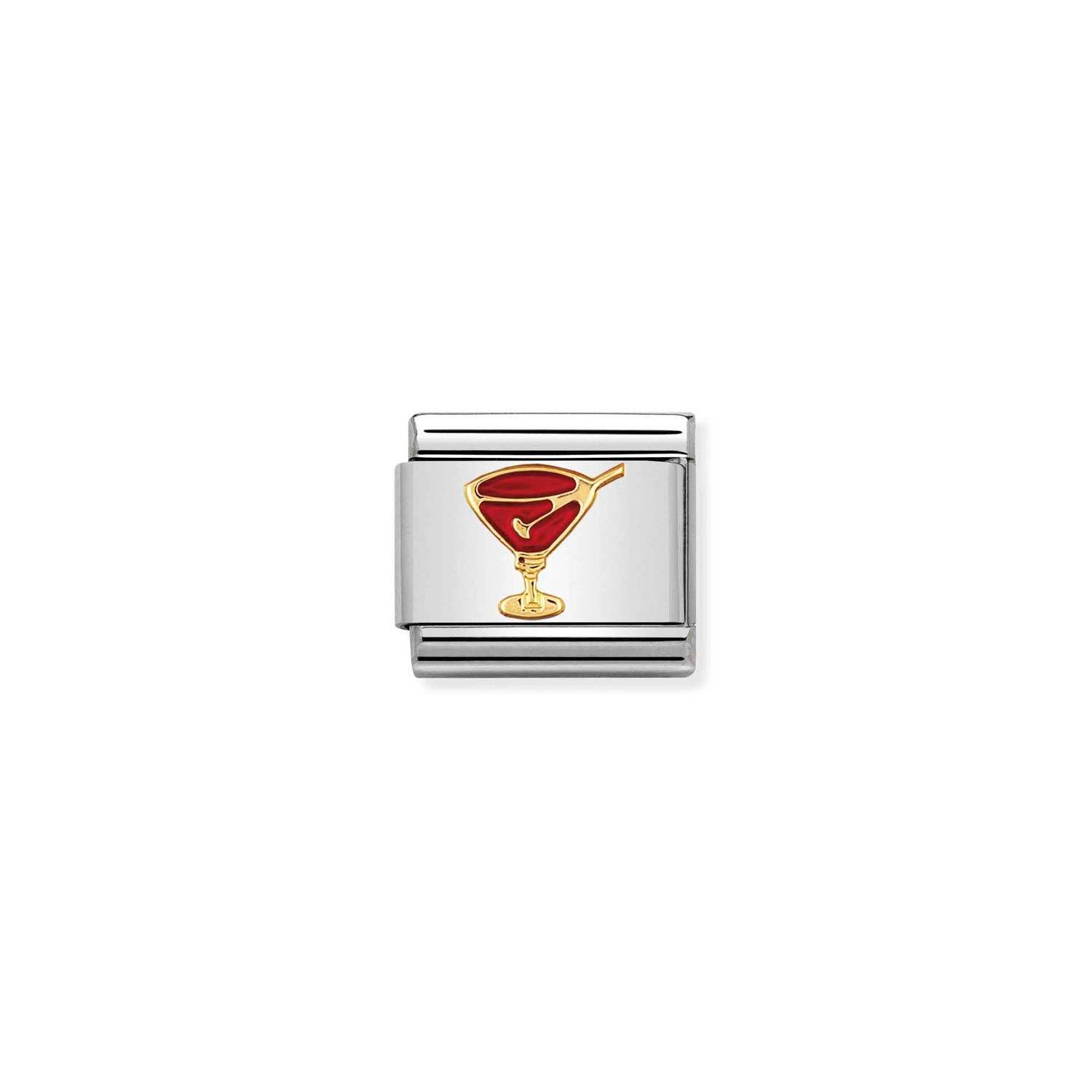 Nomination gold Red cocktail glass charm