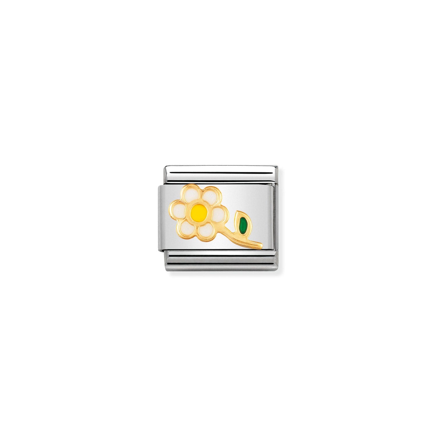Nomination Classic Gold WHITE flower with stem Charm