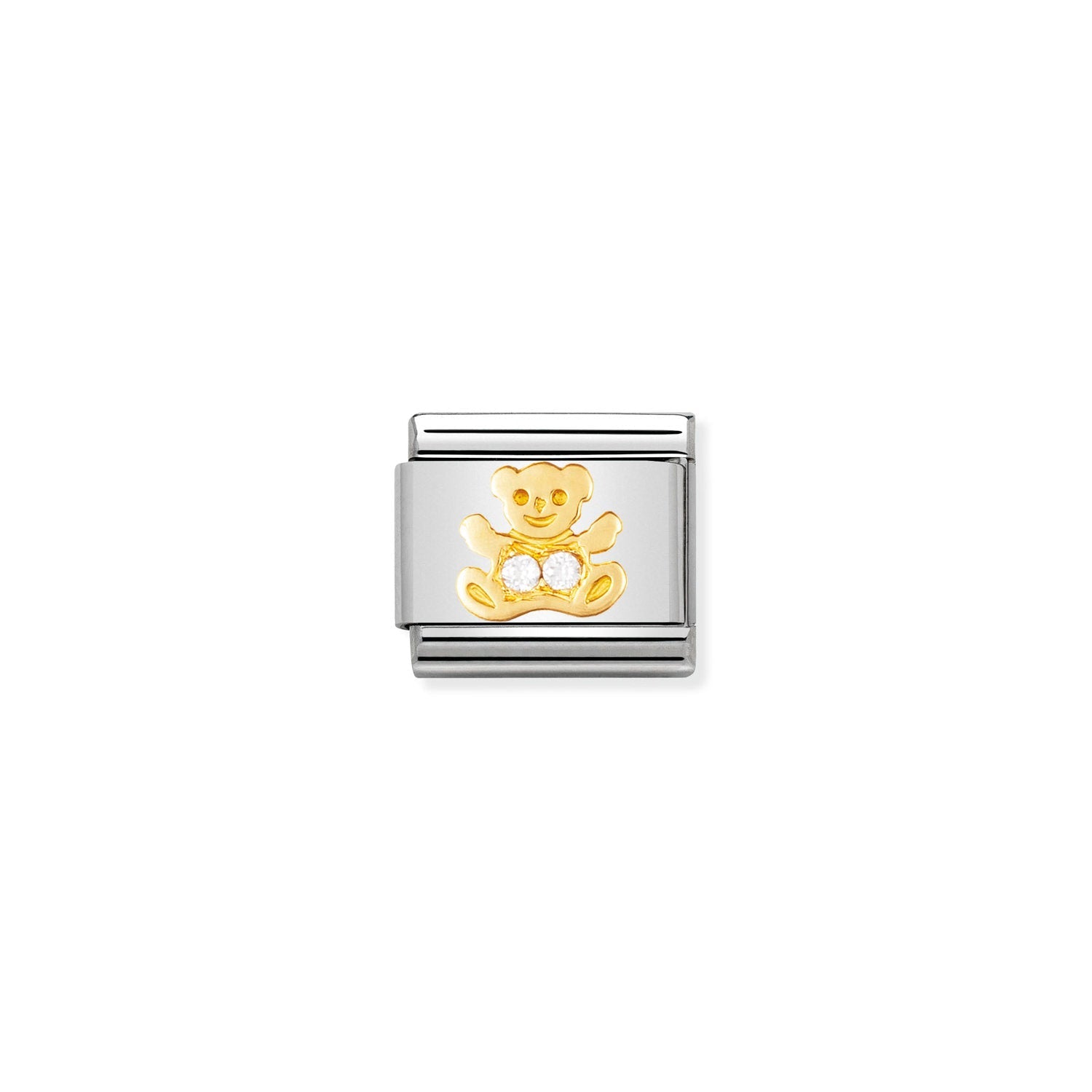 Nomination Classic Gold  and Cubic Zirconia WHITE bear Charm