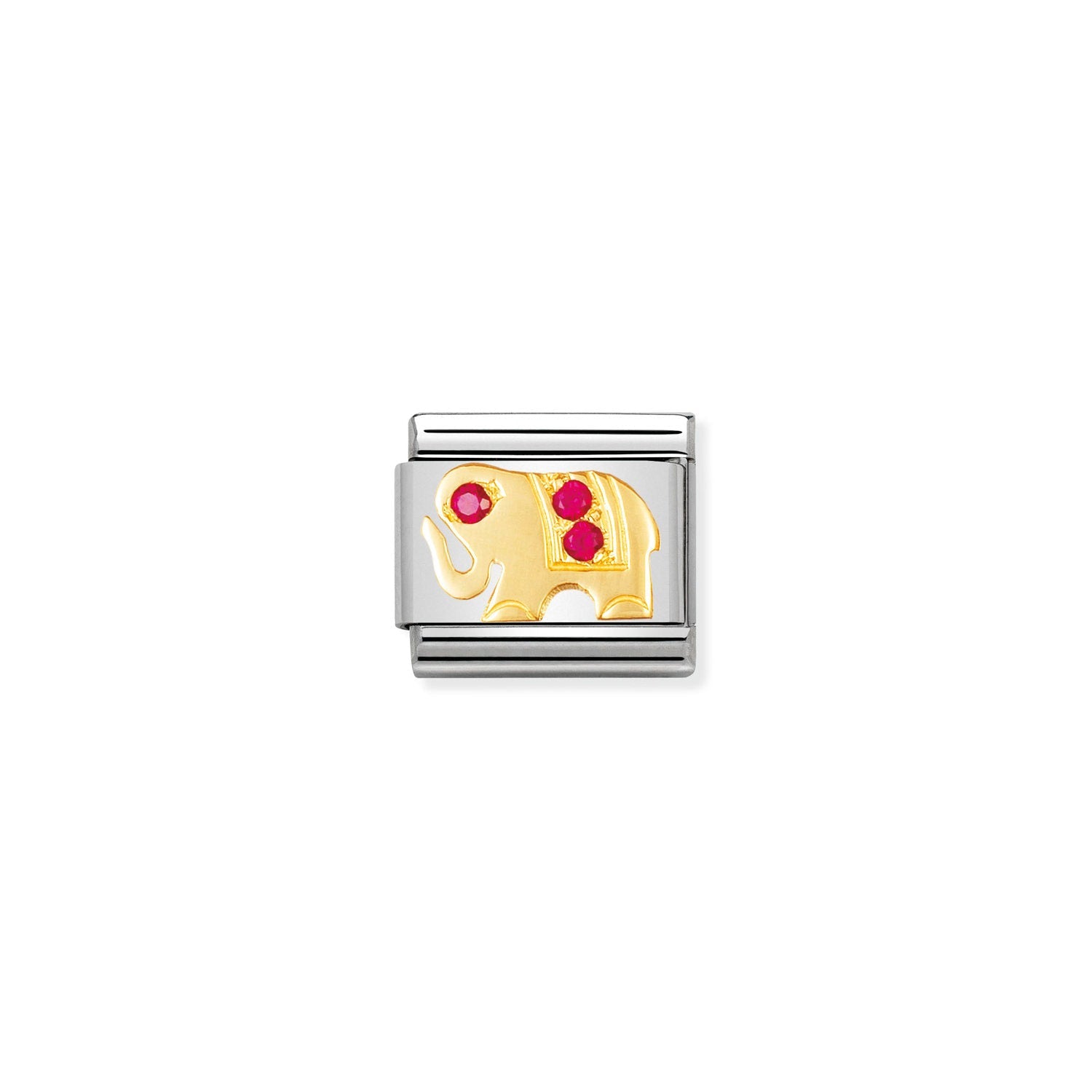 Nomination Classic Gold  and Cubic Zirconia RED elephant Charm