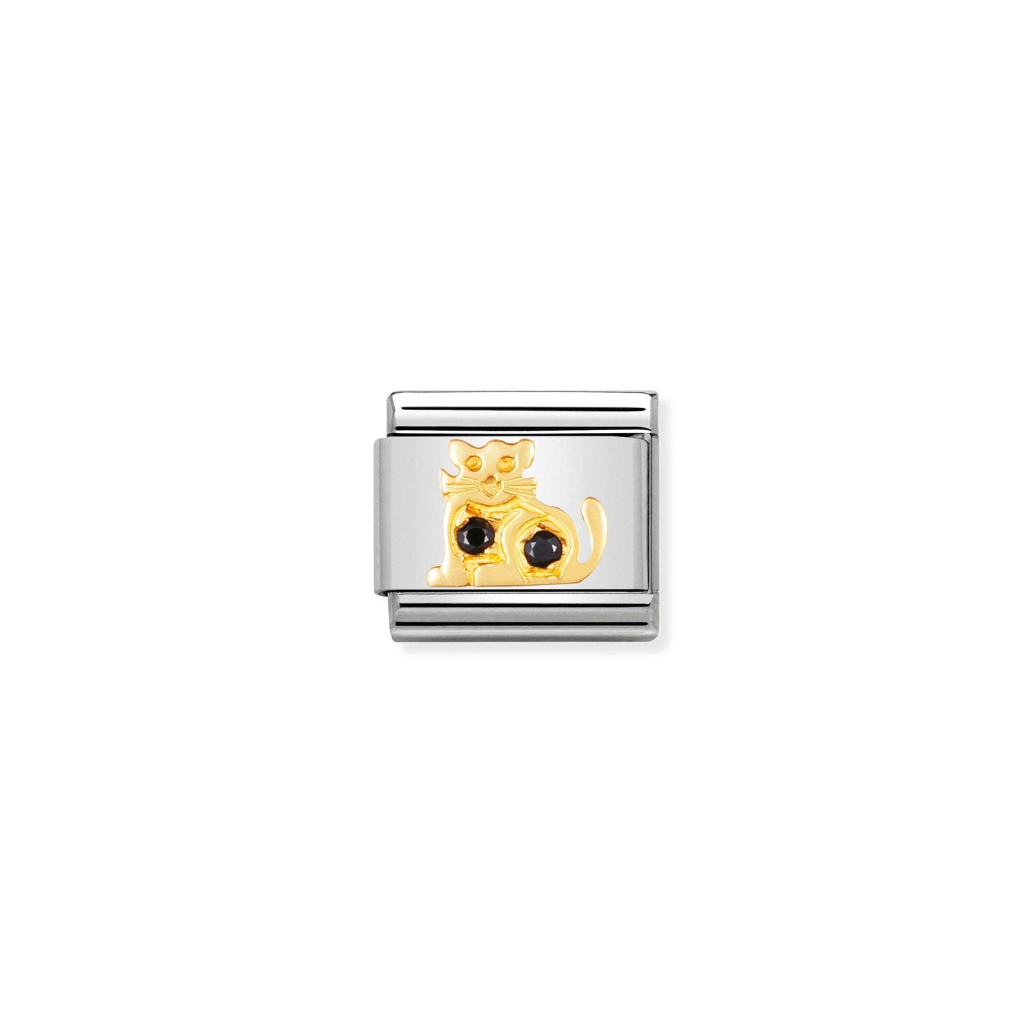 Nomination Classic Gold  and Cubic Zirconia BLACK cat Charm