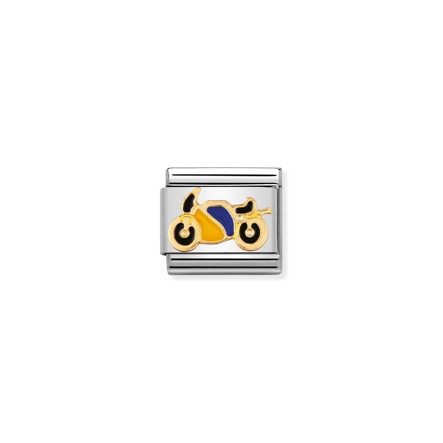 Nomination Classic Gold YELLOW and BLUE Motorbike Charm