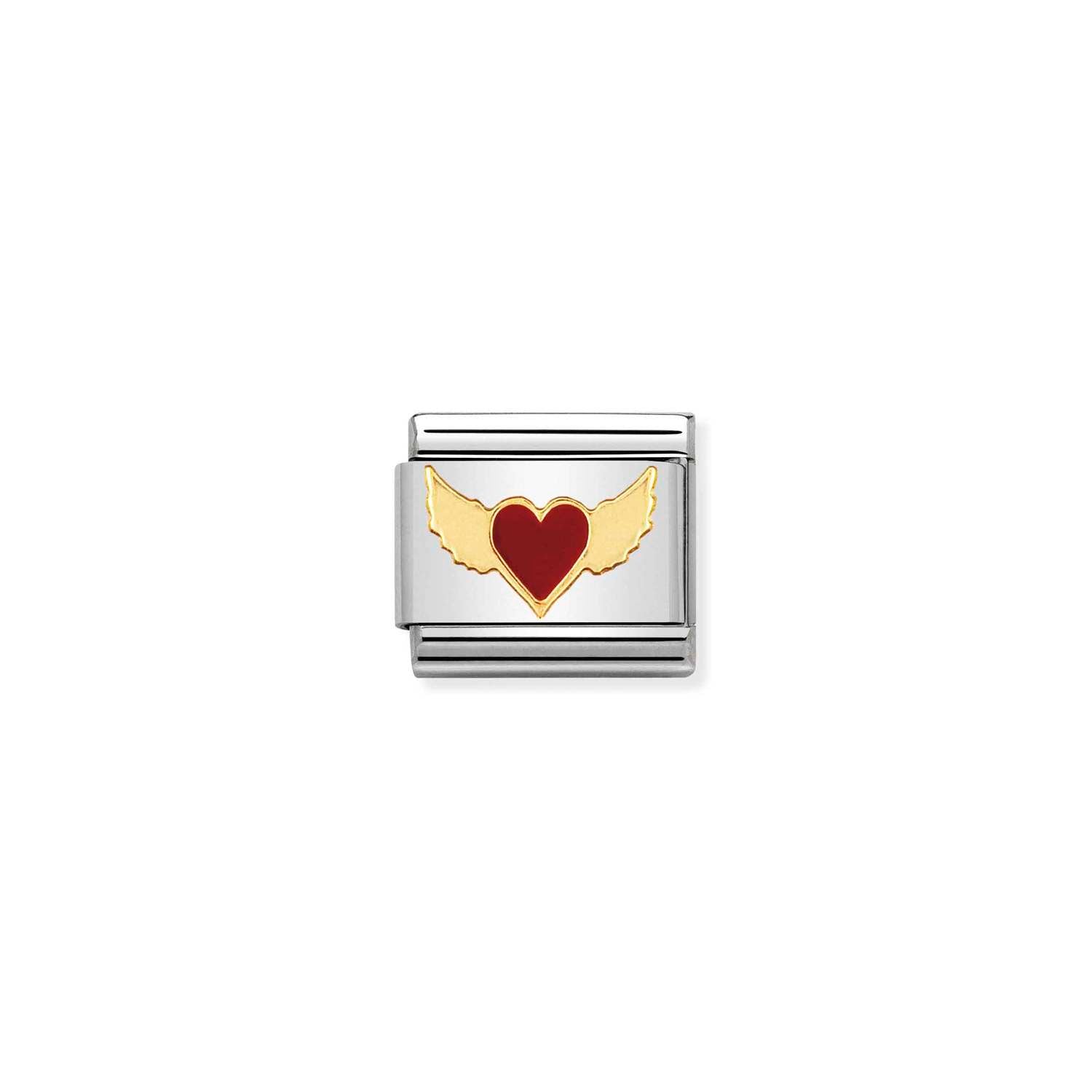 Nomination Classic Gold Red heart with wings Charm