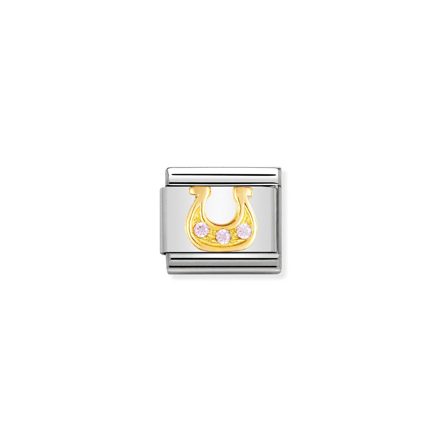 Nomination Classic Gold and Cubic Zirconia PINK DANISH horseshoe Charm