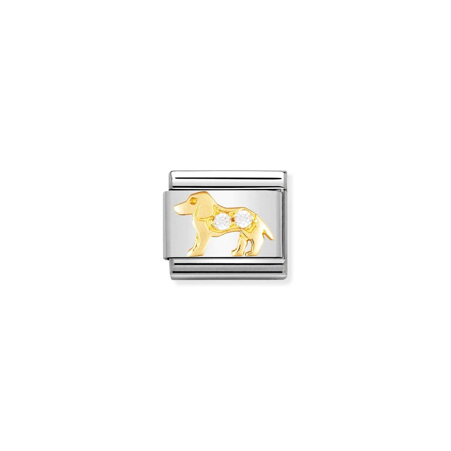 Nomination Classic Gold and WHITE dog Charm