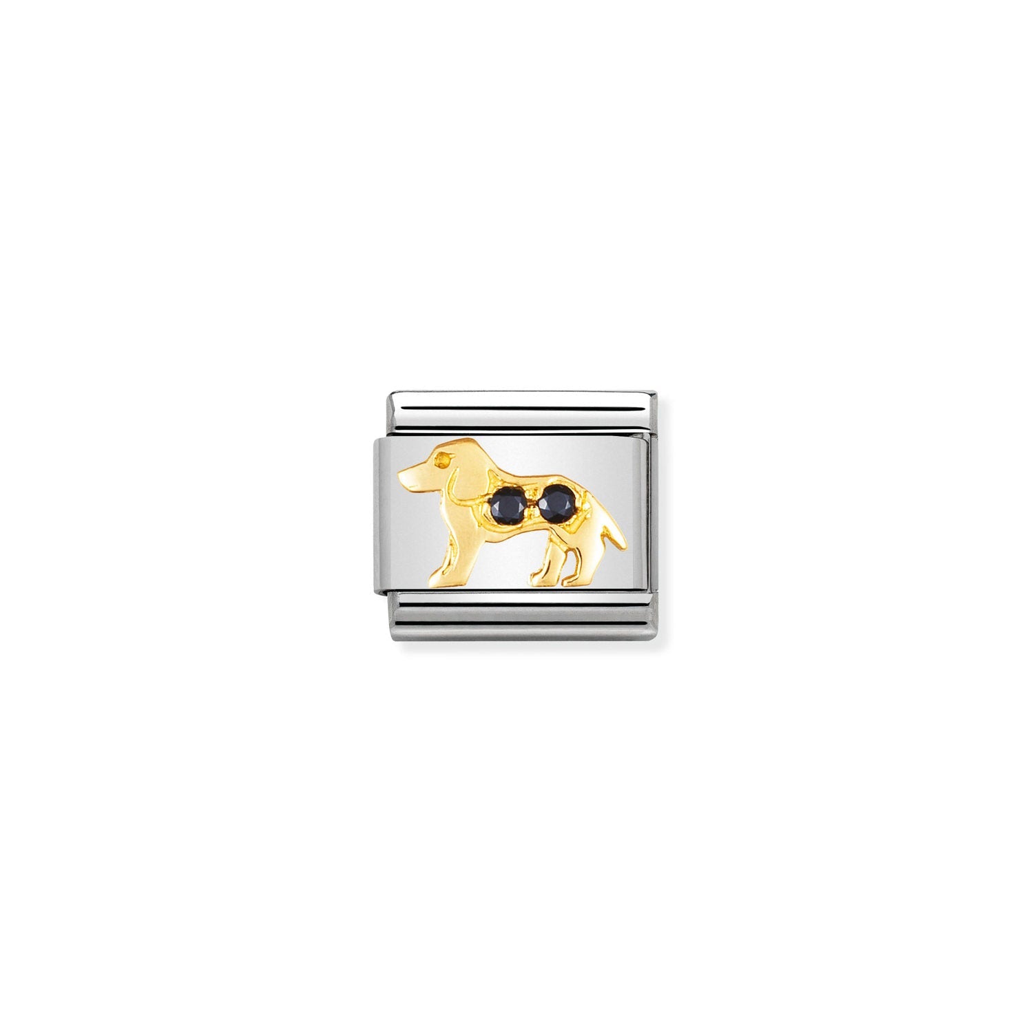 Nomination Classic Gold and BLACK dog Charm