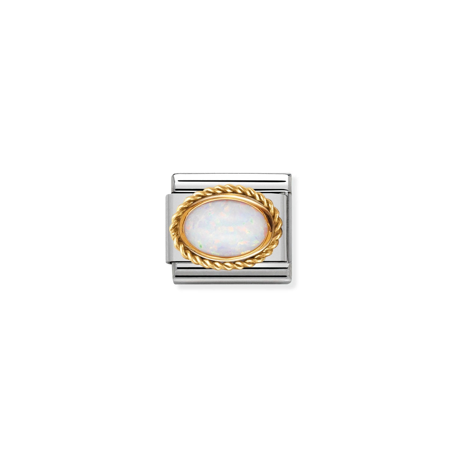 Nomination Classic HARD STONES Gold WHITE OPAL Charm