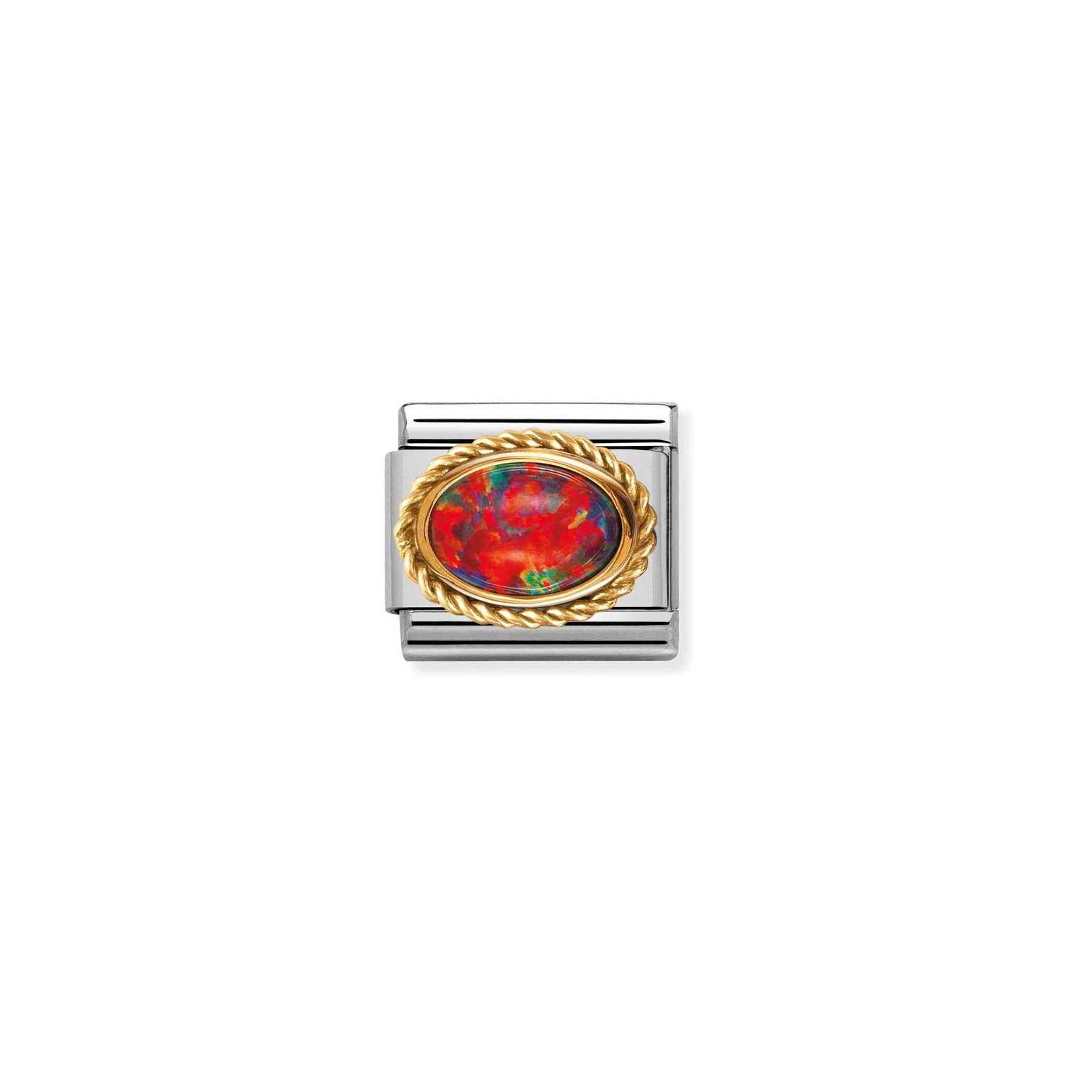 Nomination Classic HARD STONES Gold RED OPAL Charm