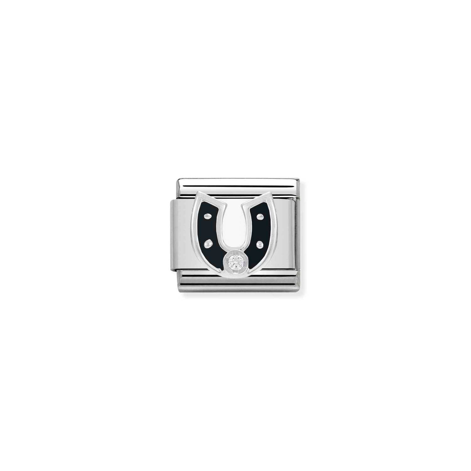Nomination Classic Silver BLACK horseshoe Charm