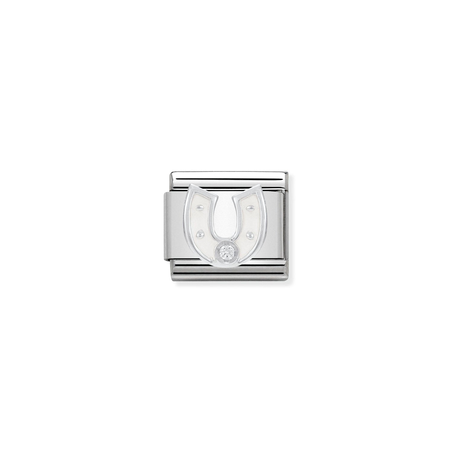 Nomination Classic Silver WHITE horseshoe Charm