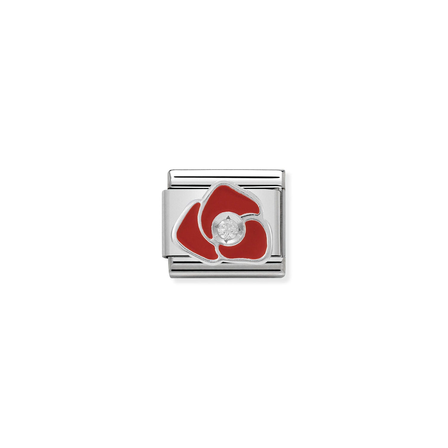 Nomination Classic Silver RED rose Charm