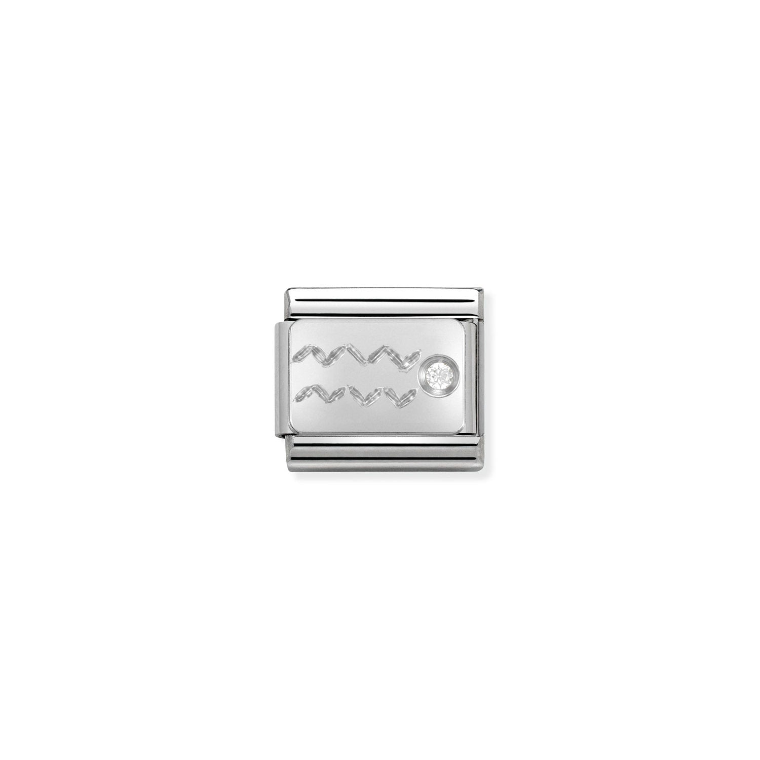 Nomination Classic ZODIAC Silver and Cubic Zirconia Aquarius Charm