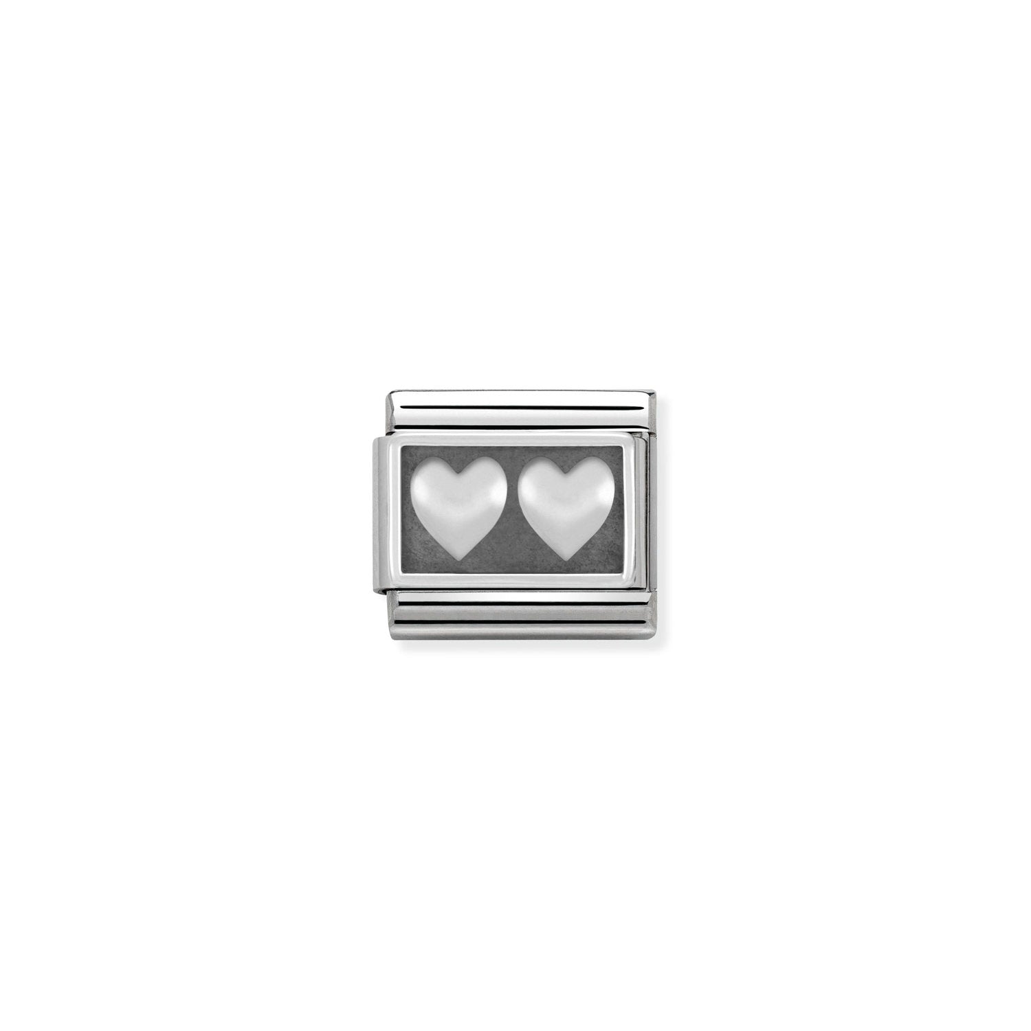 Nomination Classic PLATES OXIDIZED Silver Double heart Charm