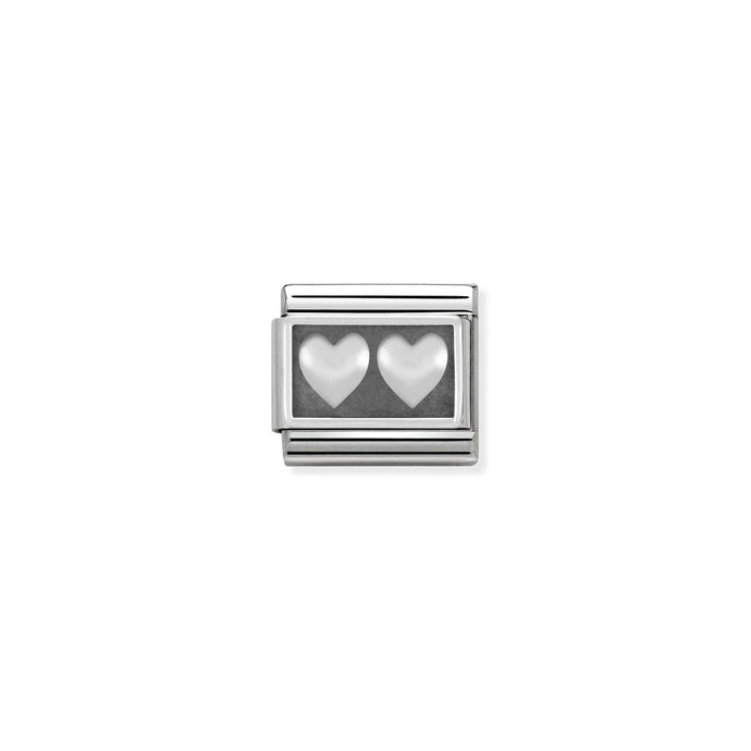 Nomination Classic PLATES OXIDIZED Silver Double heart Charm