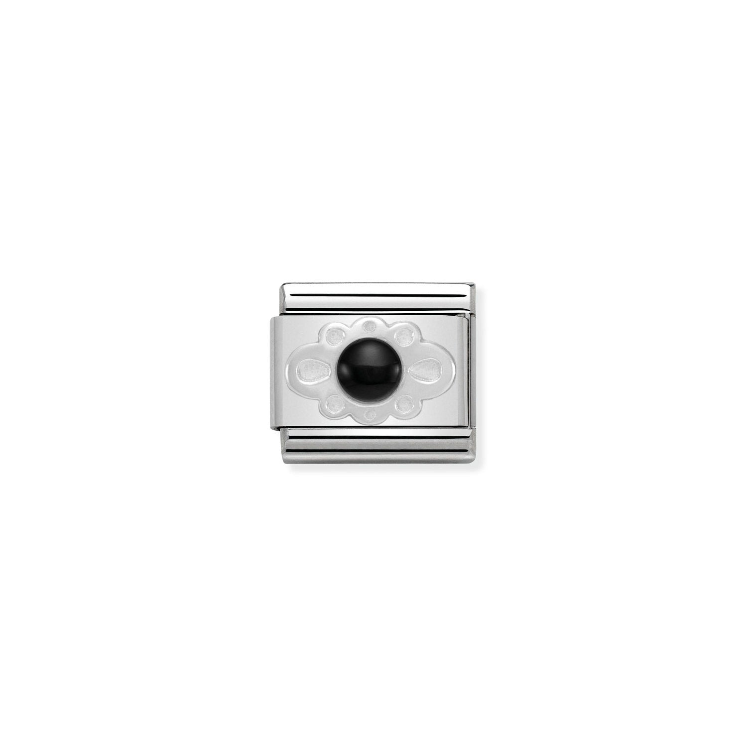 Nomination Classic SYMBOLS Silver Black agate ribbon Charm