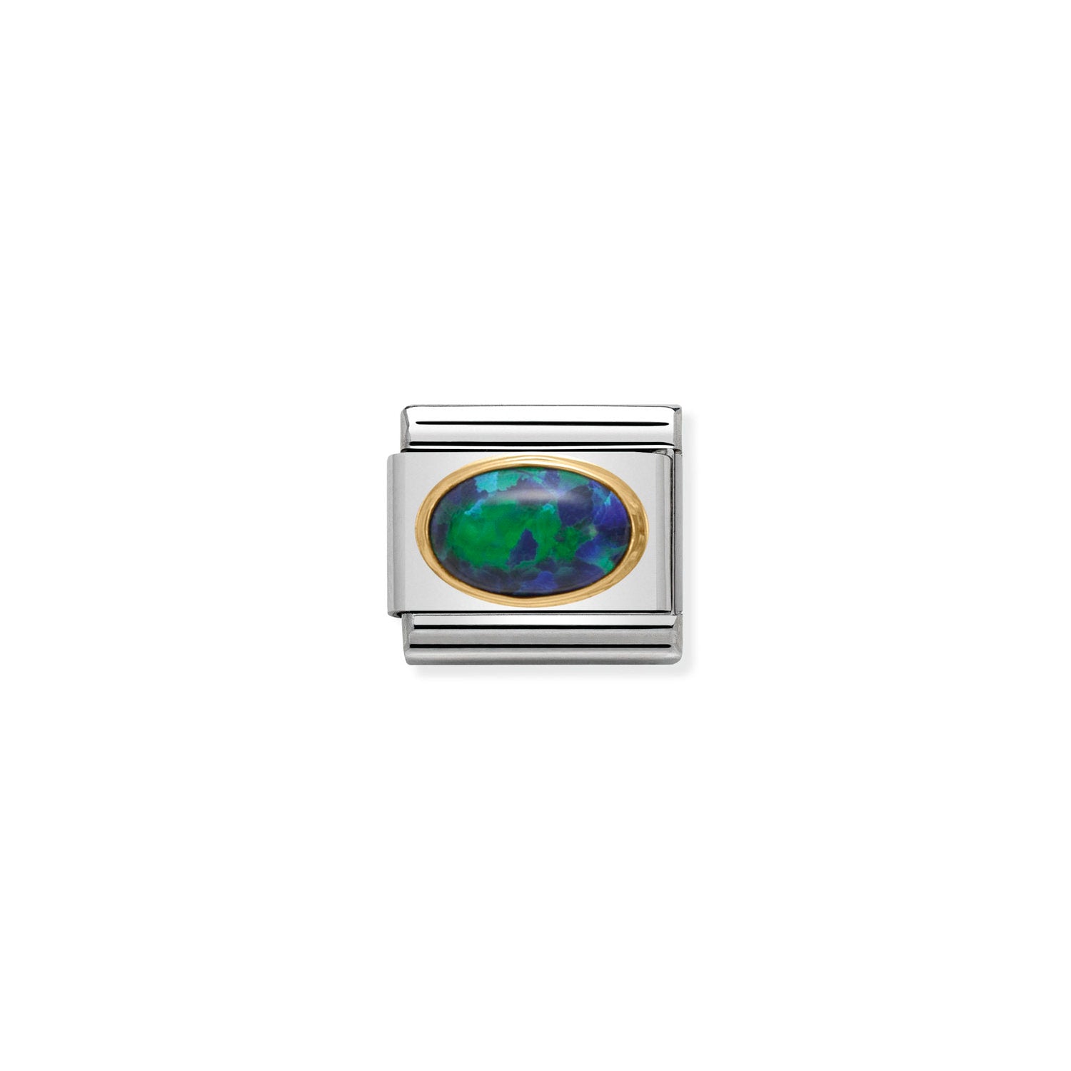 Nomination Classic oval hard stones Gold Green Opal Charm
