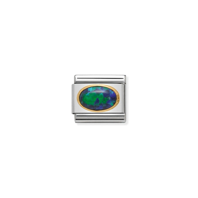 Nomination Classic oval hard stones Gold Green Opal Charm