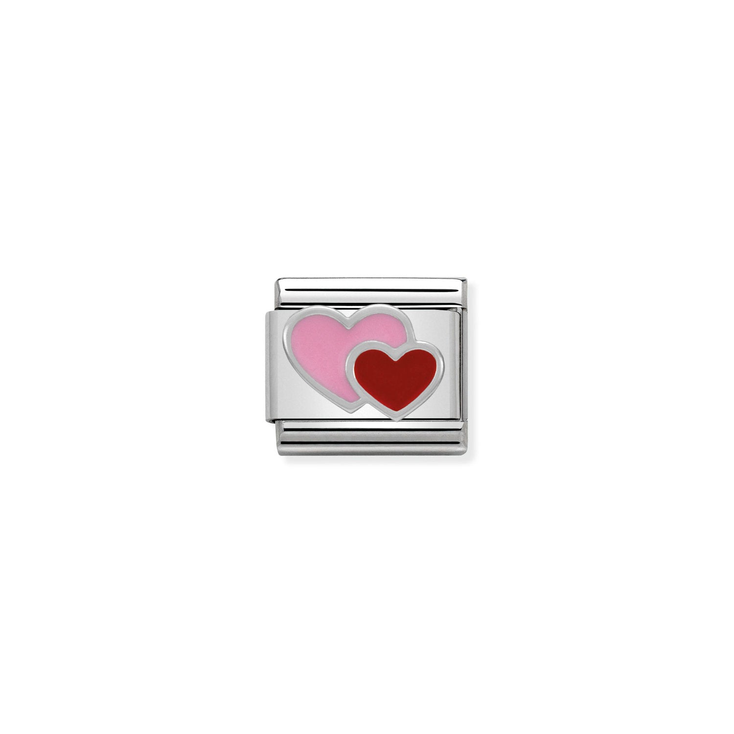 Nomination Classic SYMBOLS Silver Pink and Red double heart Charm