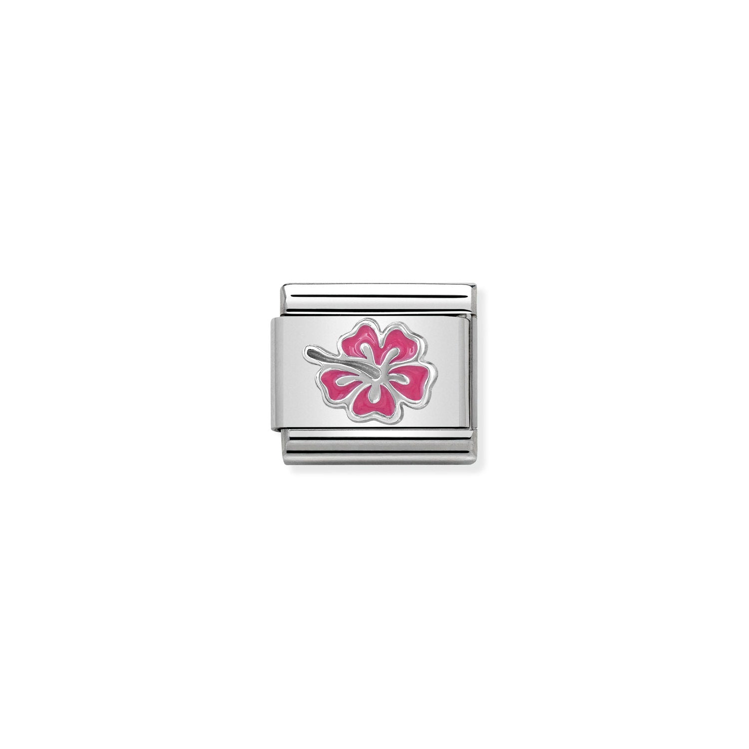 Nomination Classic SYMBOLS Silver hibiscus PINK Charm