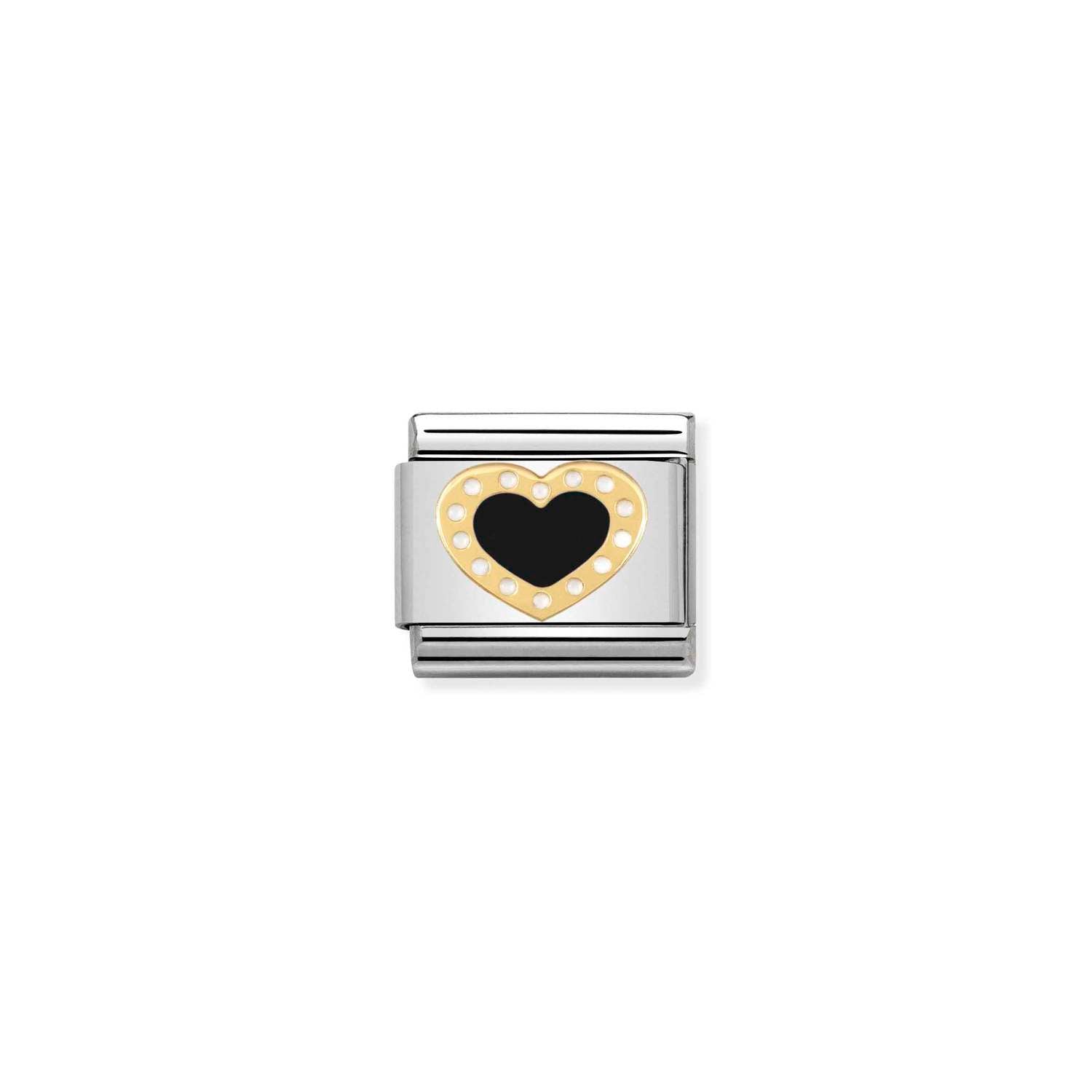 Nomination Classic LOVE 2 Gold Heart with dots BLACK Charm