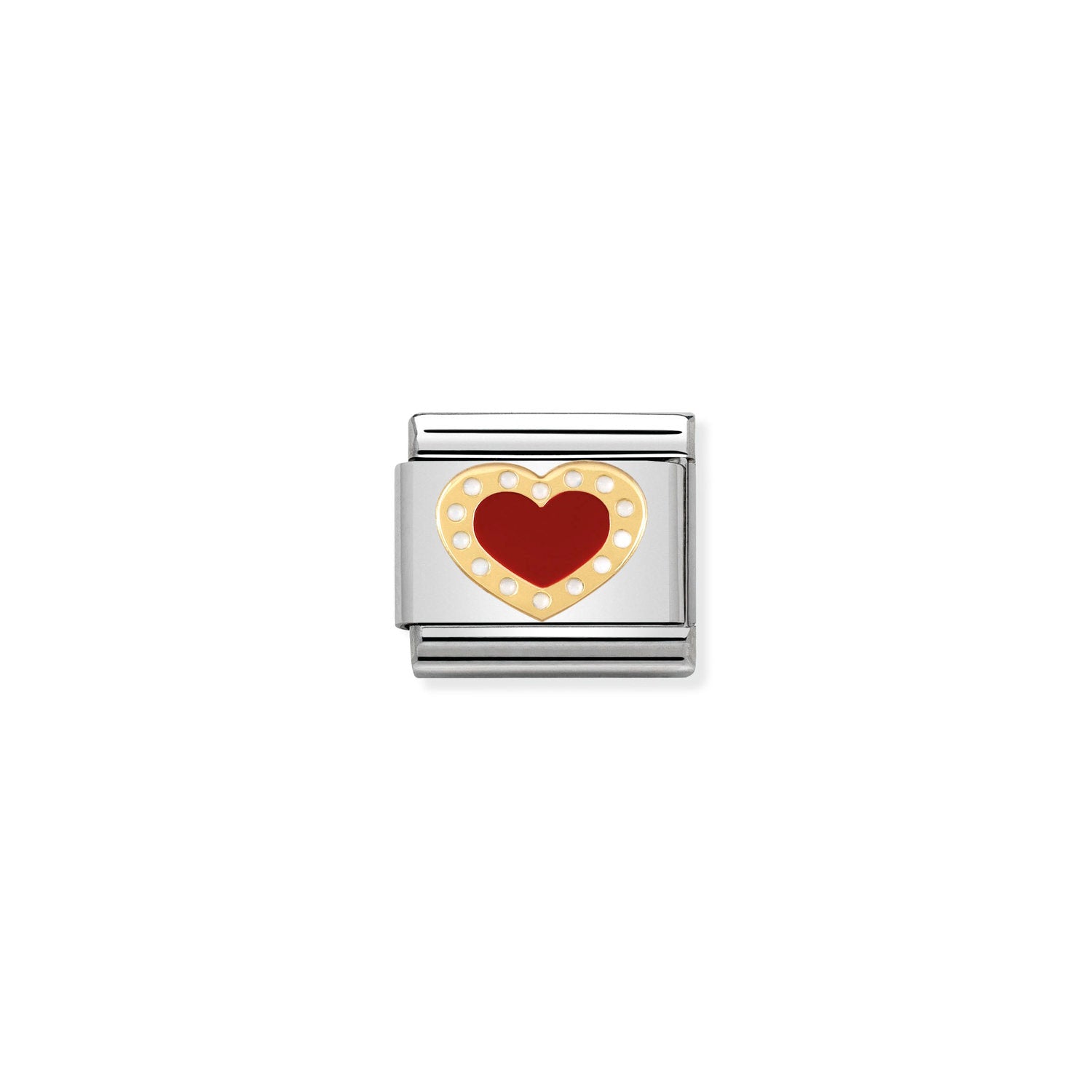 Nomination Classic LOVE 2 Gold Heart with dots RED Charm