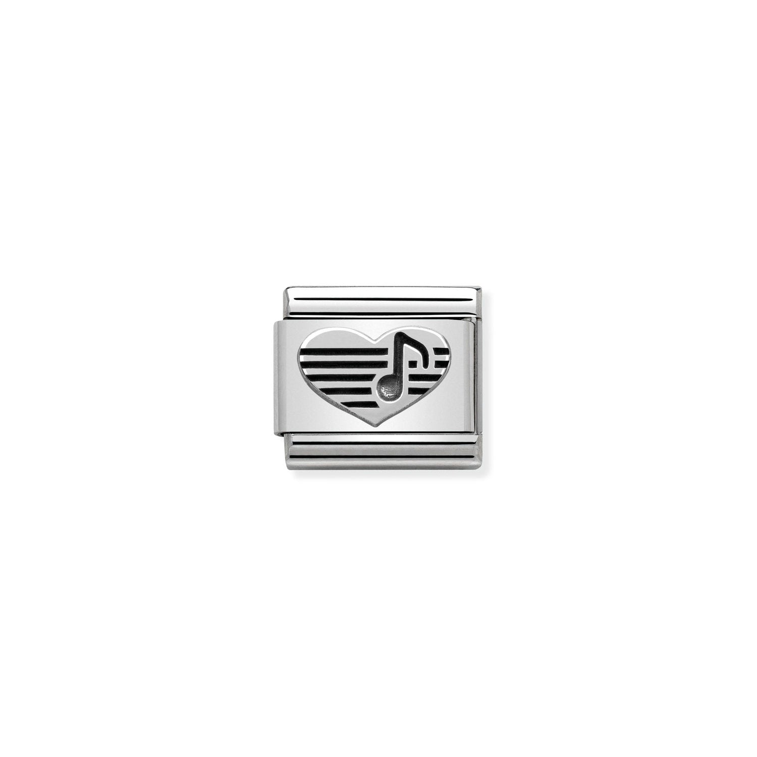 Nomination Classic OXIDIZED SYMBOLS in Silver Heart with musical note Charm
