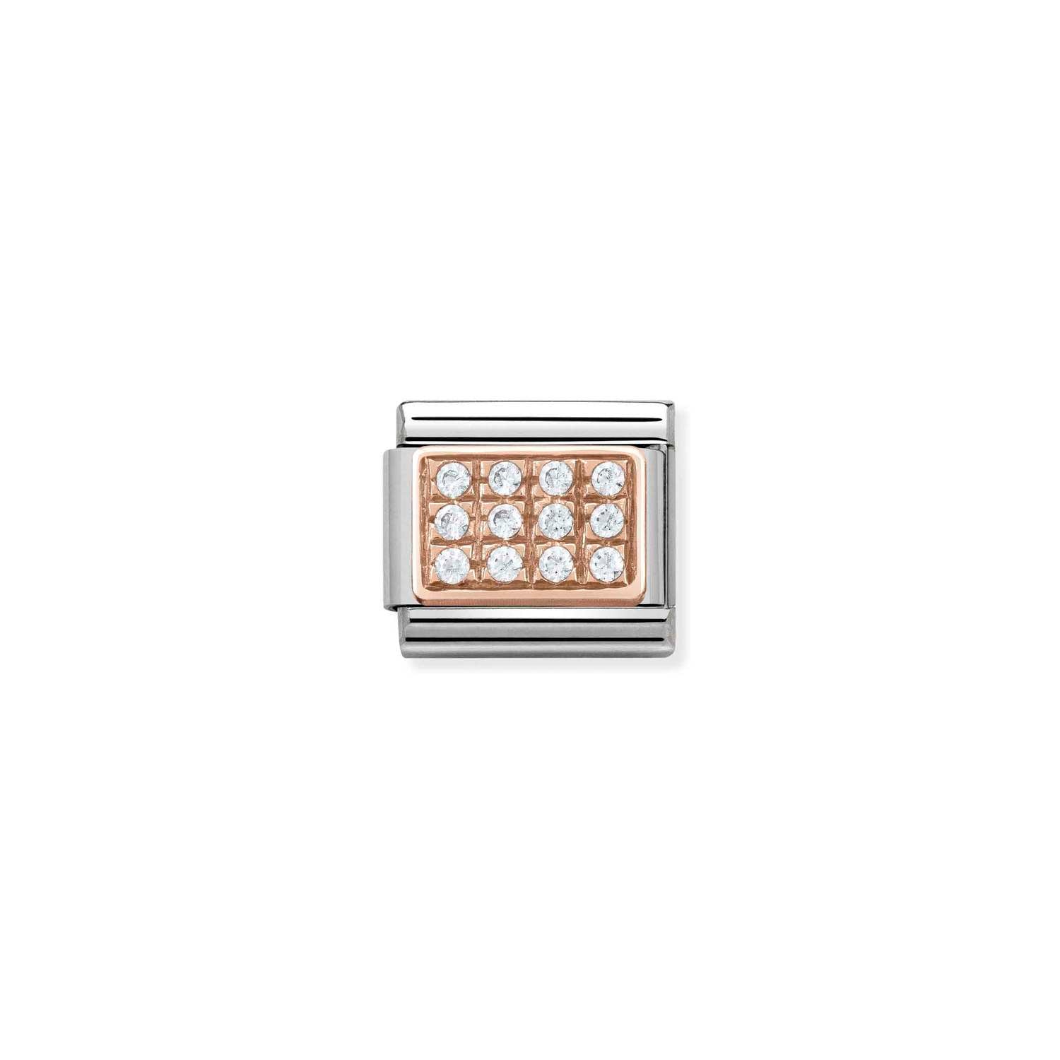 Nomination Classic PAVE9ct Rose Gold and CZ White CZ Charm