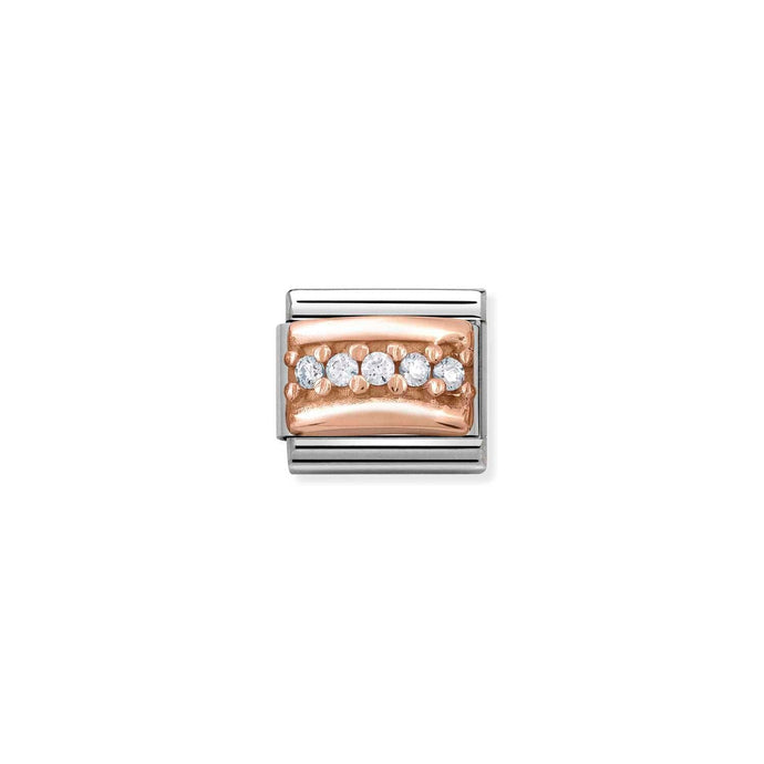 Nomination Classic ENGRAVED PAVE 9ct Rose Gold and CZ White CZ Charm