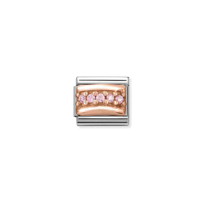 Nomination Classic ENGRAVED PAVE 9ct Rose Gold and CZ Pink CZ Charm