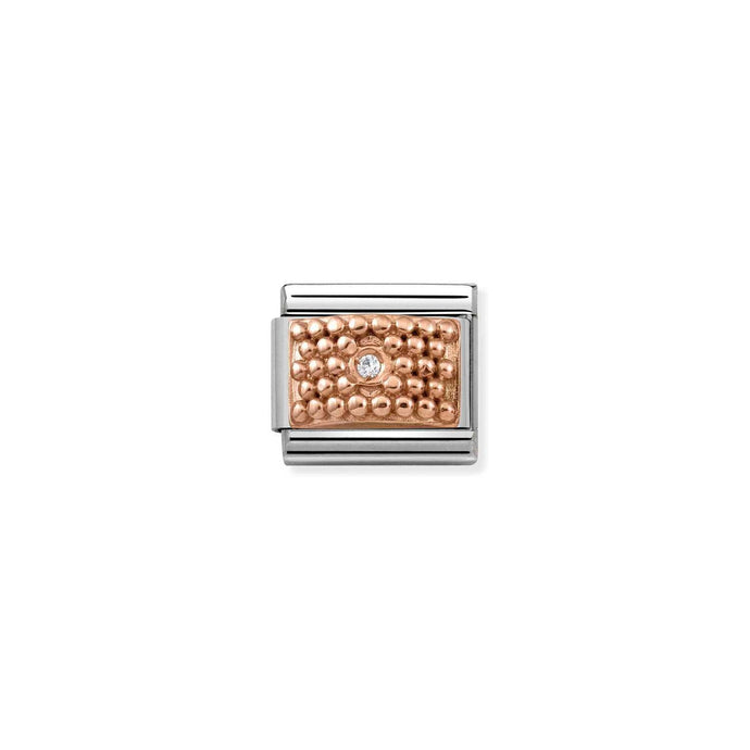 Nomination Classic ENGRAVED 9ct Rose Gold and CZ Pebbles Charm