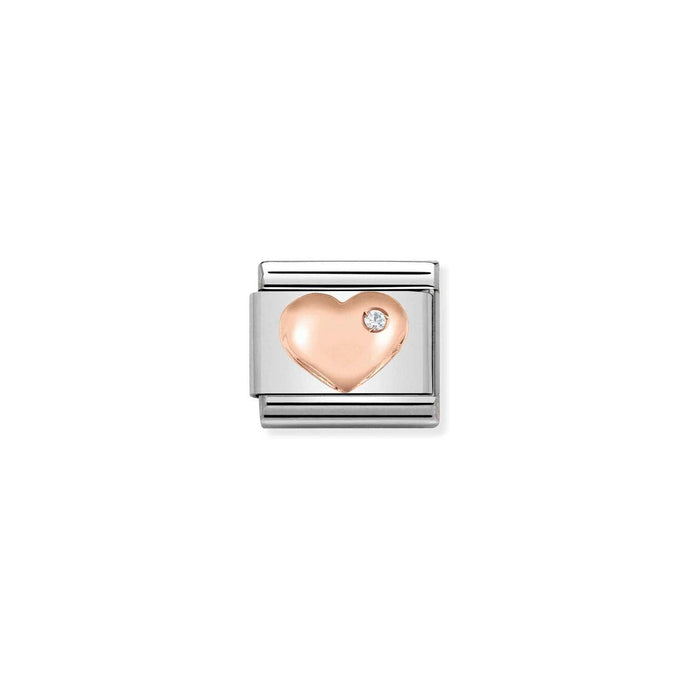 Nomination Classic 9ct Rose Gold and CZ Heart Charm